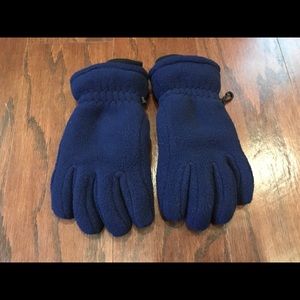 Lands End navy blue fleece winter gloves Youth M